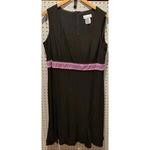 Drapers And Damons Dress Size 16 Sleeveless Black Purple Floral Pleated